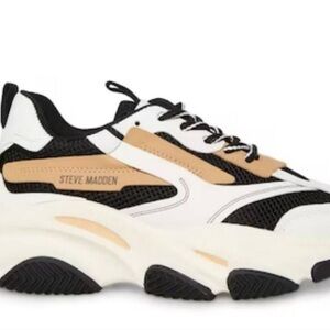 Steve Madden Black and Tan Sneakers